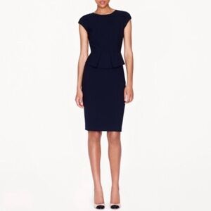 J. Crew Black Peplum Capped Short Sleeve Sheath Dress Size 00
